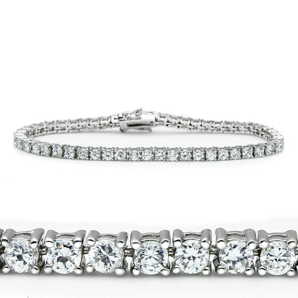 46905 - Rhodium Brass Bracelet with AAA Grade CZ  in Clear - Alamode