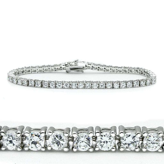 46905 - Rhodium Brass Bracelet with AAA Grade CZ in Clear - Alamode - Flyclothing LLC