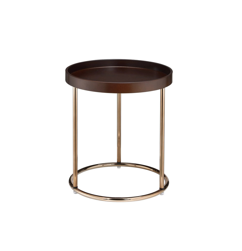 22" Copper And Brown Round End Table - Homeroots