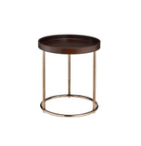 22" Copper And Brown Round End Table - Homeroots