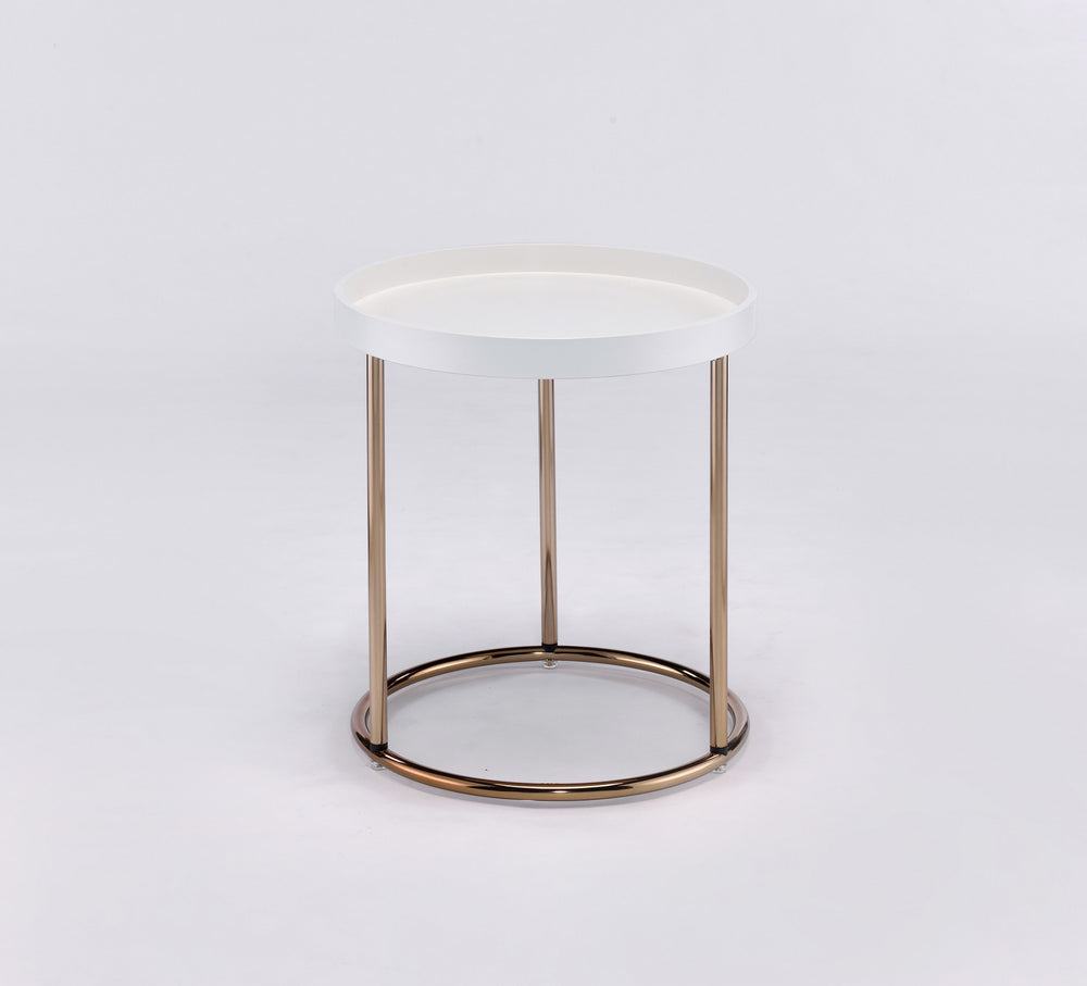 22" Copper And White Round End Table - Homeroots - Flyclothing LLC