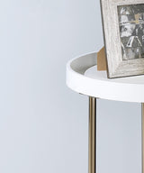 22" Copper And White Round End Table - Homeroots - Flyclothing LLC