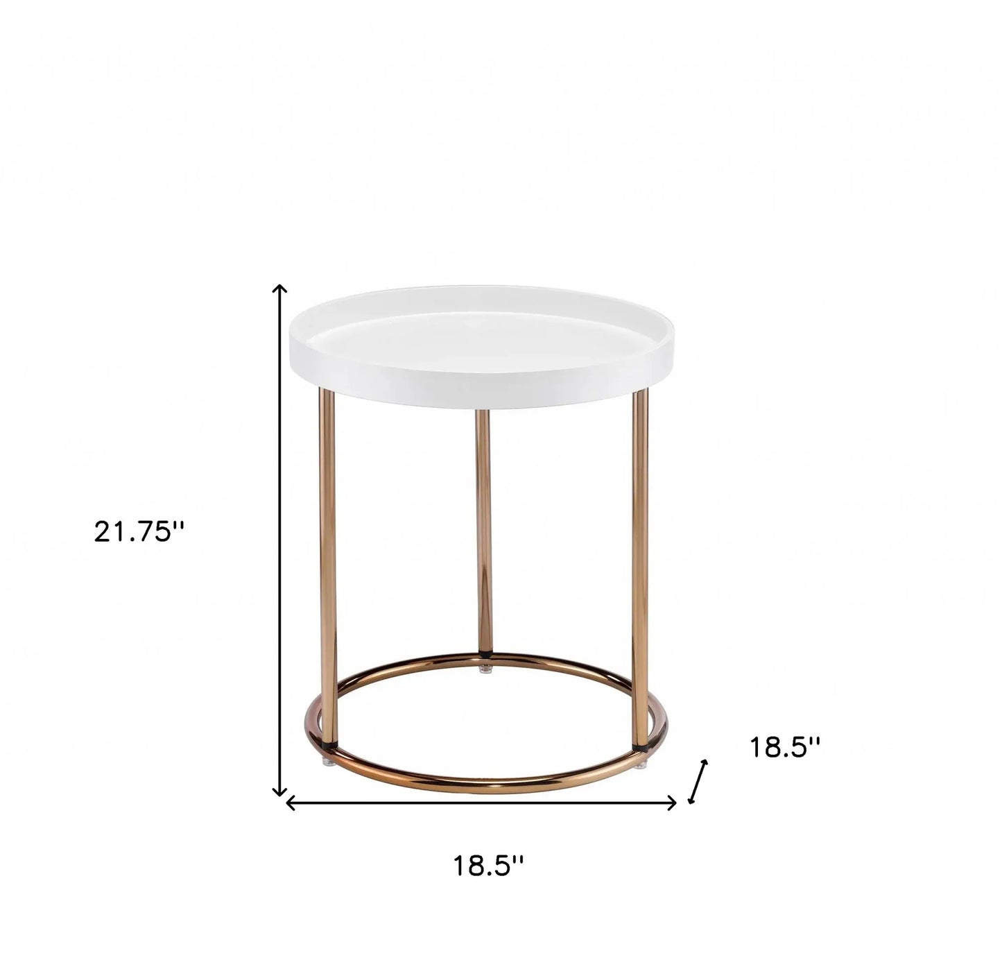 22" Copper And White Round End Table - Homeroots - Flyclothing LLC