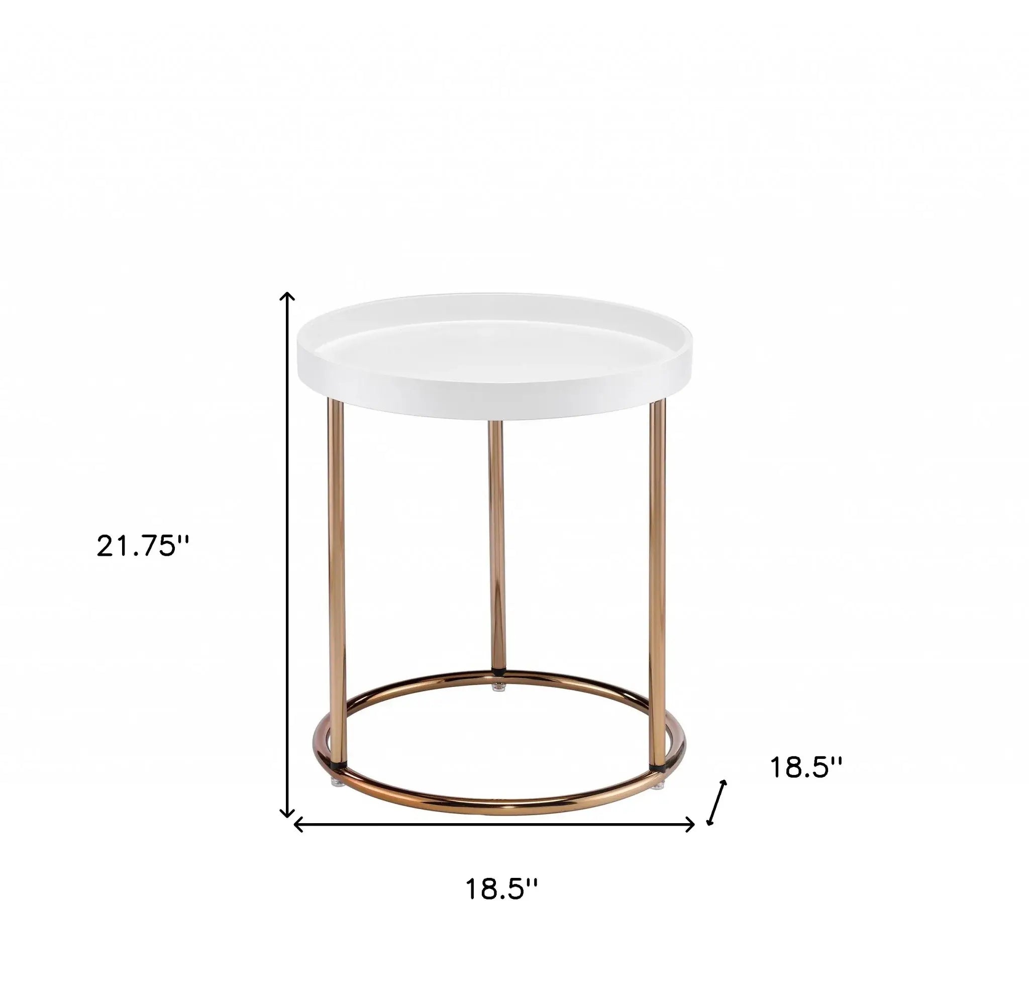 22" Copper And White Round End Table - Homeroots - Flyclothing LLC