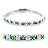 46906 - Rhodium Brass Bracelet with Synthetic Spinel in Emerald - Alamode