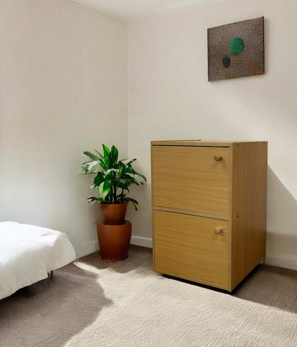 Standard Natural Double Door Verticle Book Shelf - Homeroots - Flyclothing LLC