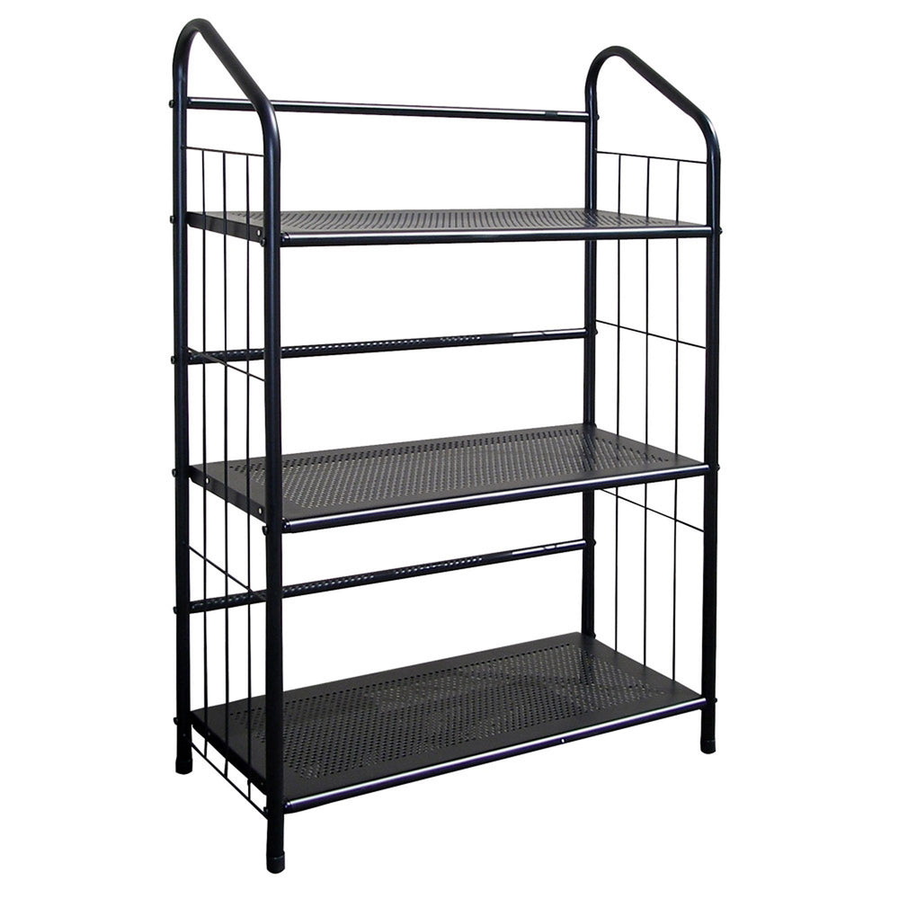 Black 3 Shelf Metal Standing Book Shelf - Homeroots