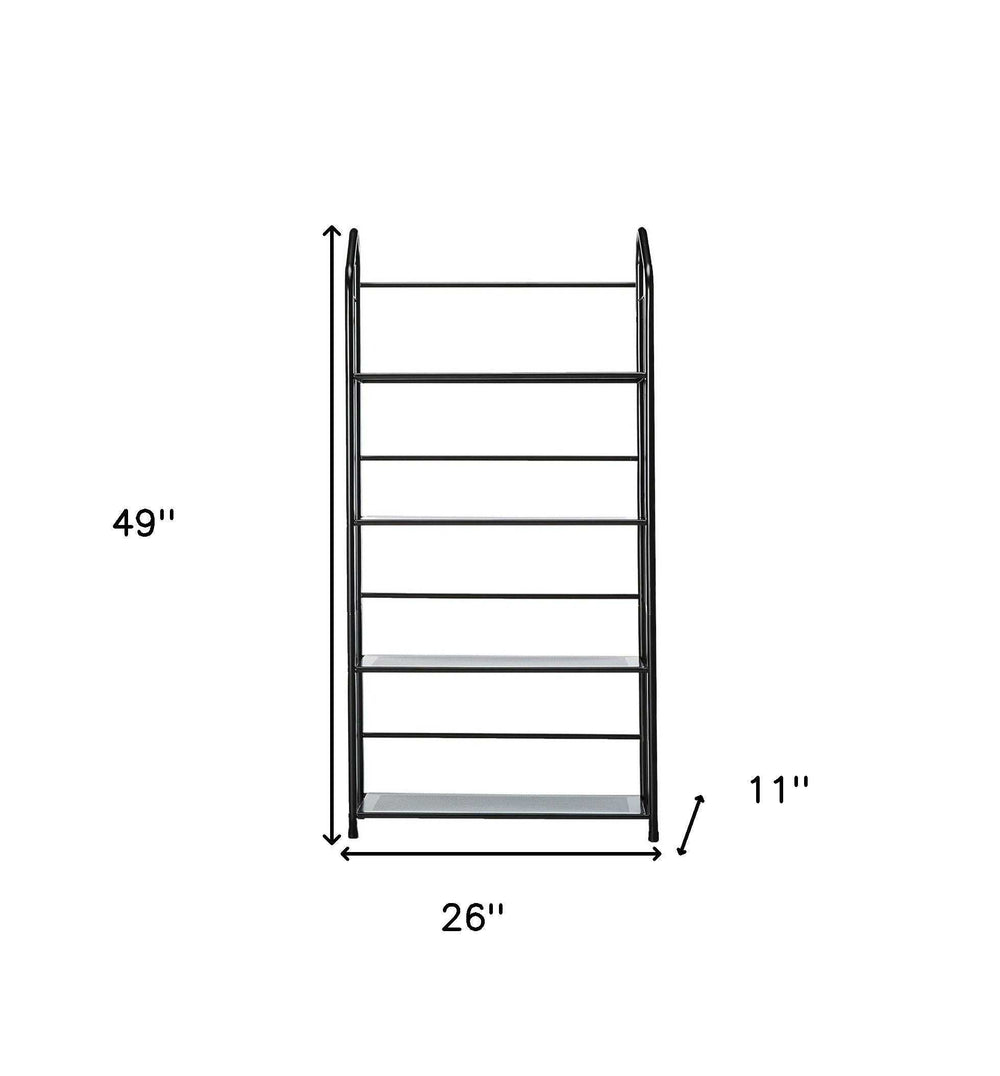 Black Four Shelf Metal Standing Book Shelf - Homeroots - Flyclothing LLC