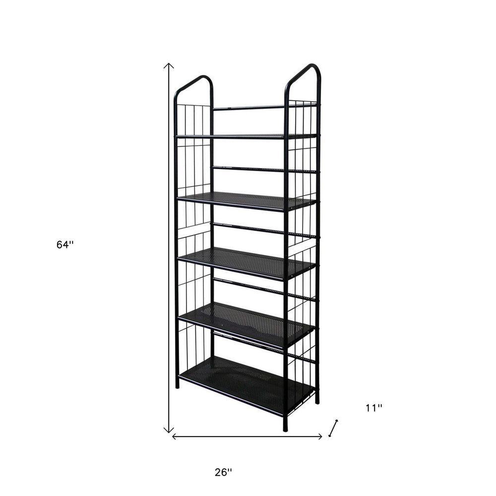 Black Five Shelf Metal Standing Book Shelf - Homeroots - Flyclothing LLC