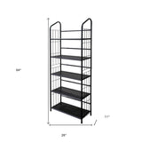 Black Five Shelf Metal Standing Book Shelf - Homeroots - Flyclothing LLC