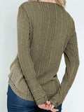 Textured V-Neck Long Sleeve T-Shirt - Trendsi - Flyclothing LLC