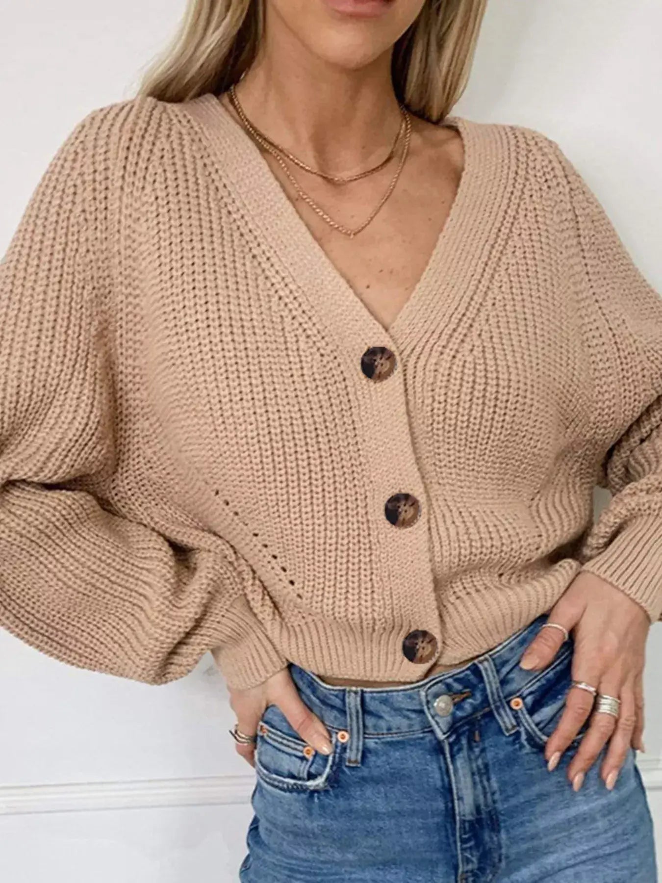 Full Size Chunky Knit Button-Down Cardigan Plus Size - Trendsi - Flyclothing LLC