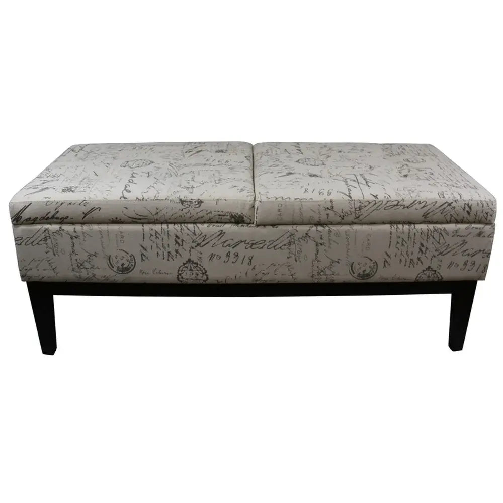 Black and White Vintage Postcard Print Dual Lift Storage Bench - Homeroots - Flyclothing LLC