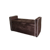 Brown Suede Shoe Storage Bench with Drawer - Homeroots