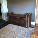Brown Suede Shoe Storage Bench with Drawer - Homeroots
