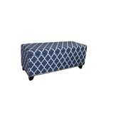 42" Blue and White and Dark Brown Upholstered Polyester Quatrefoil Bench with Flip top - Homeroots - Flyclothing LLC
