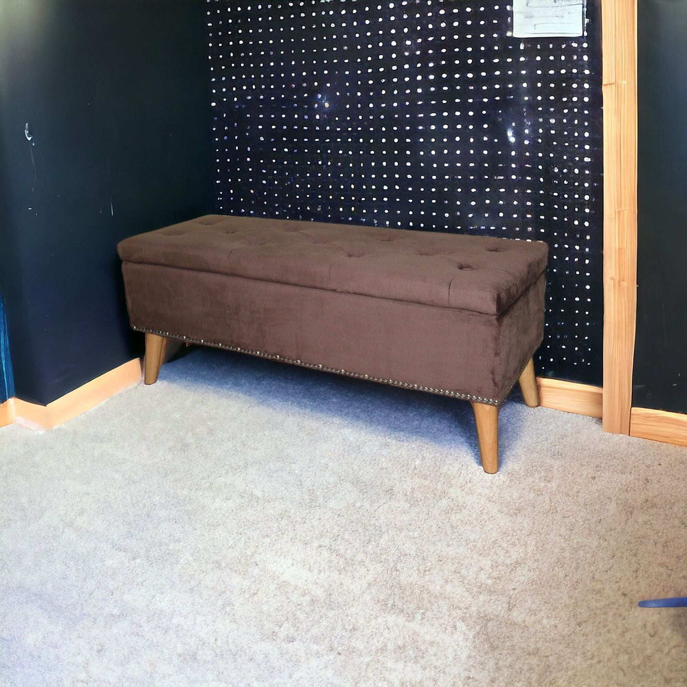 Cozy Brown Suede Storage Bench - Homeroots - Flyclothing LLC