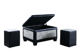 24" Black Upholstered Faux Leather Bench with Flip top - Homeroots