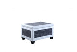 24" White and Black Upholstered Faux Leather Bench with Flip top - Homeroots