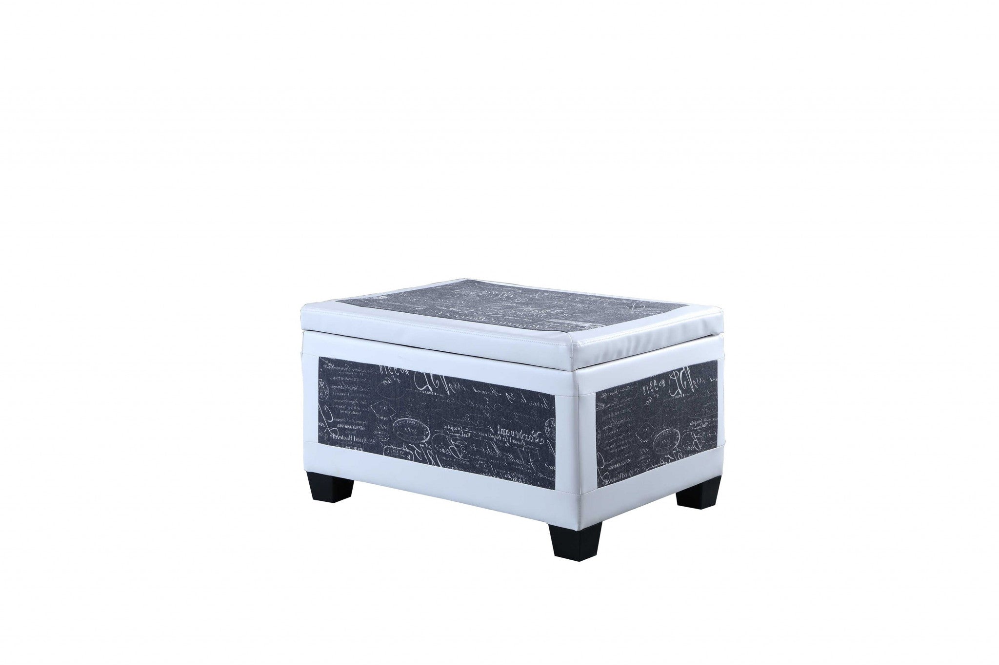 24" White and Black Upholstered Faux Leather Bench with Flip top - Homeroots - Flyclothing LLC