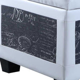 24" White and Black Upholstered Faux Leather Bench with Flip top - Homeroots