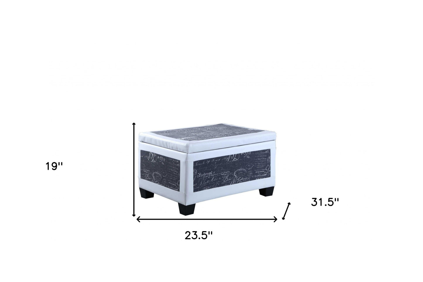 24" White and Black Upholstered Faux Leather Bench with Flip top - Homeroots - Flyclothing LLC