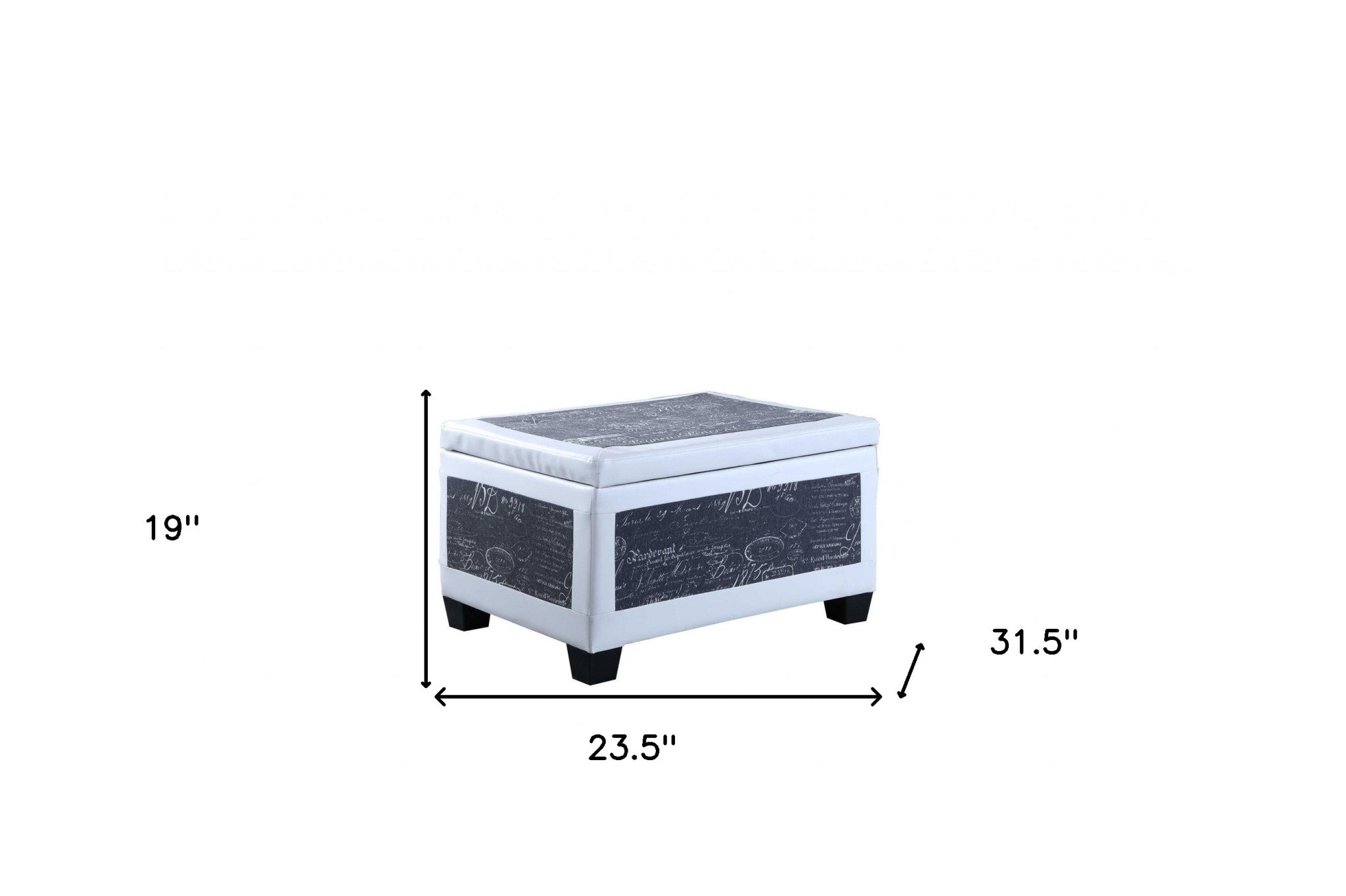 24" White and Black Upholstered Faux Leather Bench with Flip top - Homeroots - Flyclothing LLC