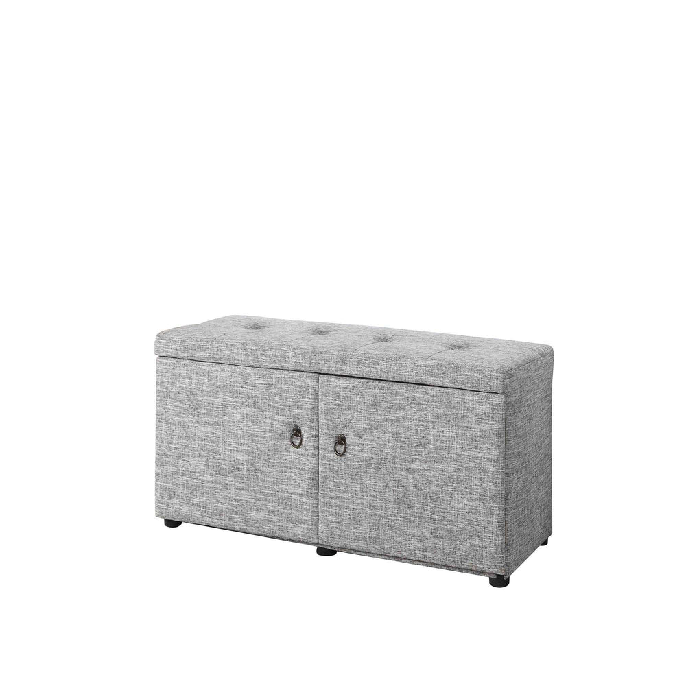 Light Gray Linen Look Double Door Shoe Storage Bench - Homeroots - Flyclothing LLC
