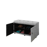 Light Gray Linen Look Double Door Shoe Storage Bench - Homeroots - Flyclothing LLC