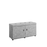 Light Gray Linen Look Double Door Shoe Storage Bench - Homeroots - Flyclothing LLC