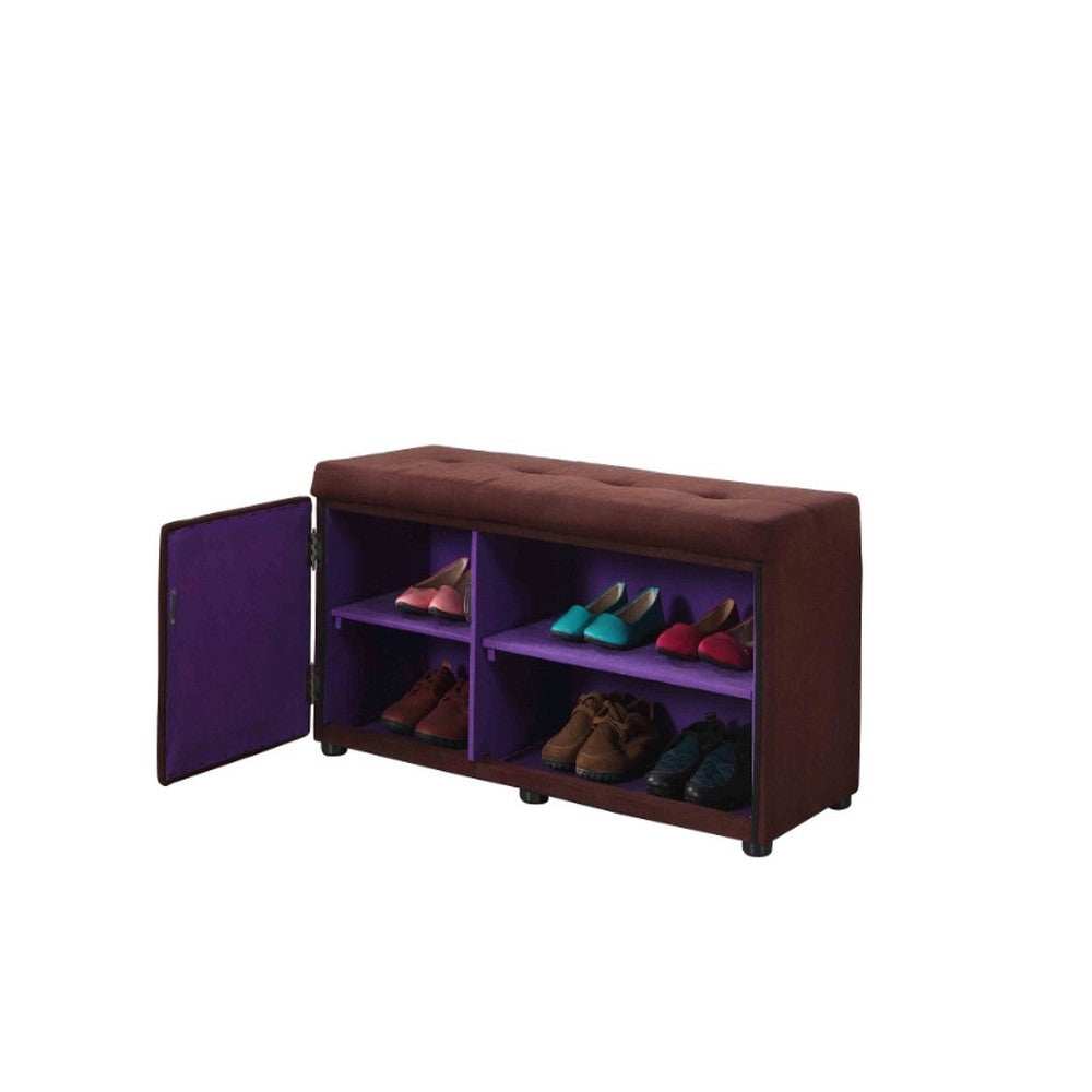 Brown and Purple Tufted Shoe Storage Bench - Homeroots - Flyclothing LLC