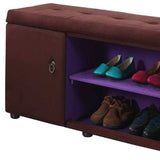 Brown and Purple Tufted Shoe Storage Bench - Homeroots - Flyclothing LLC