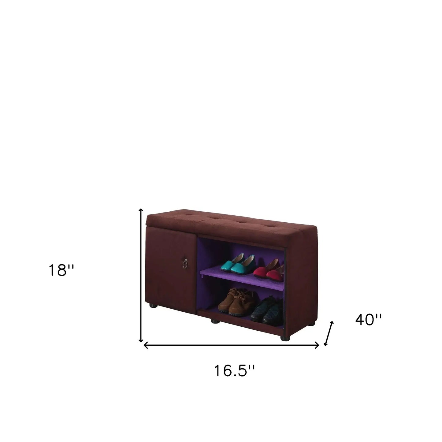 Brown and Purple Tufted Shoe Storage Bench - Homeroots - Flyclothing LLC