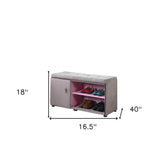 Light Gray and Pink Tufted Shoe Storage Bench - Homeroots - Flyclothing LLC