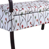 17" Dark Brown And Blue Upholstered 100% Polyester Floral Entryway Bench With Flip Top - Homeroots - Flyclothing LLC