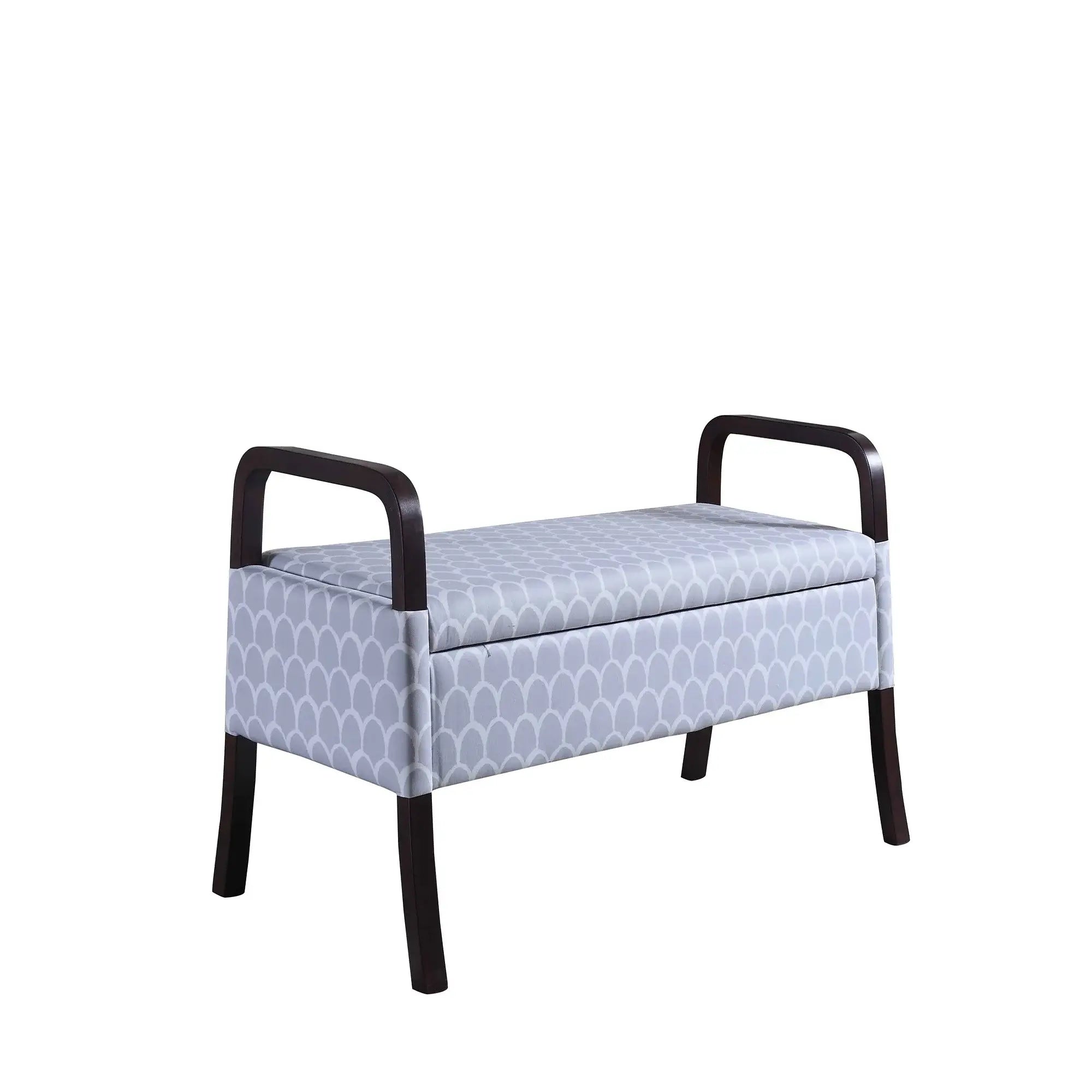 17" Black And Gray Upholstered 100% Polyester Trellis Entryway Bench With Flip Top - Homeroots - Flyclothing LLC