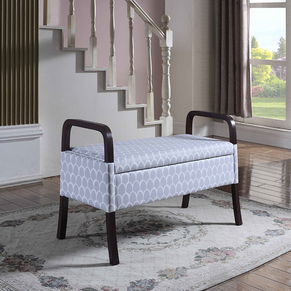17" Black And Gray Upholstered 100% Polyester Trellis Entryway Bench With Flip Top - Homeroots - Flyclothing LLC