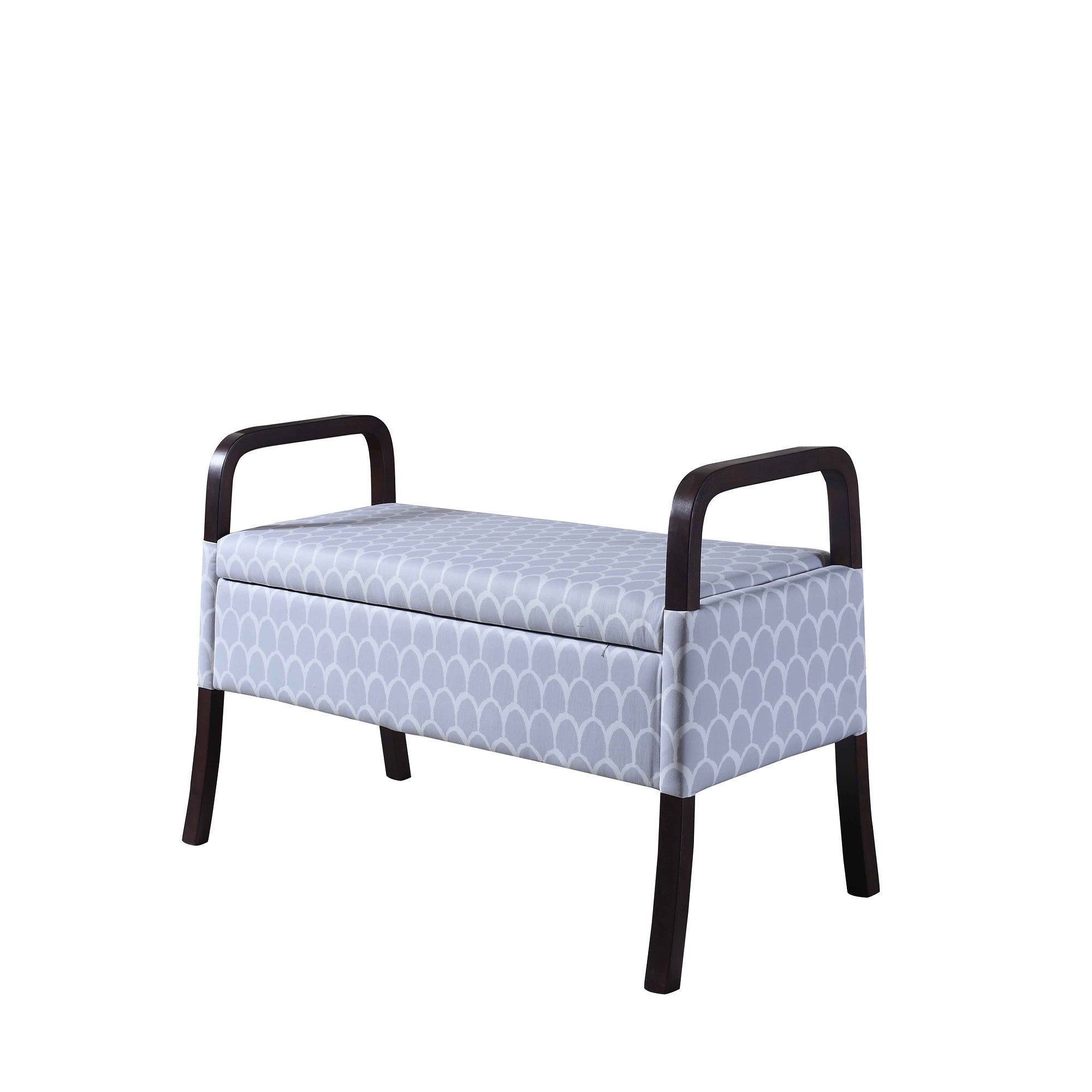 17" Black And Gray Upholstered 100% Polyester Trellis Entryway Bench With Flip Top - Homeroots - Flyclothing LLC
