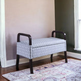 17" Black And Gray Upholstered 100% Polyester Trellis Entryway Bench With Flip Top - Homeroots