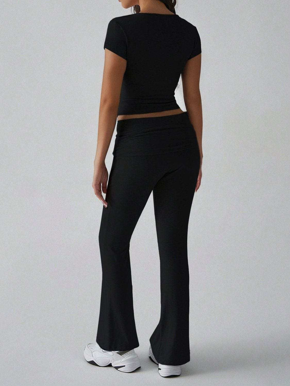 Devine V-Neck Top and Bootcut Leggings Set - Trendsi - Flyclothing LLC