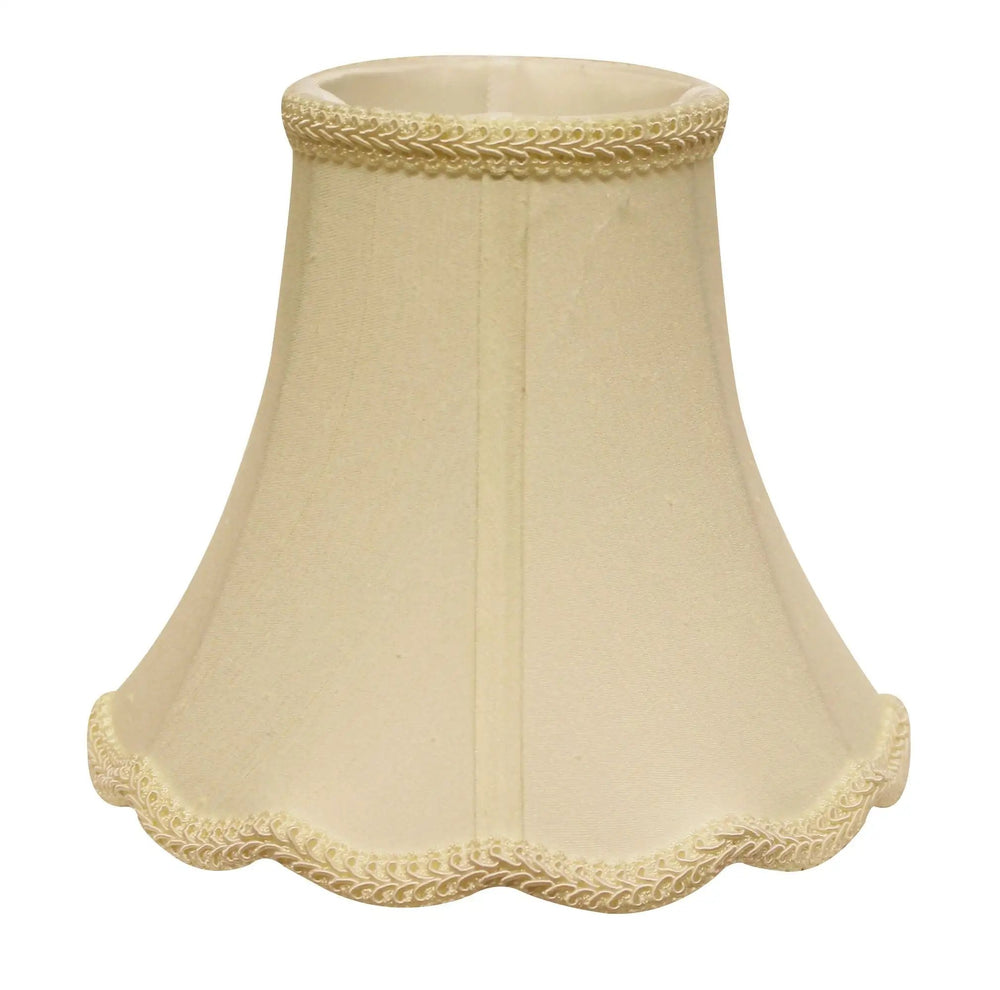 12" Ivory Slanted Scallop Bell Monay Shantung Lampshade - Homeroots