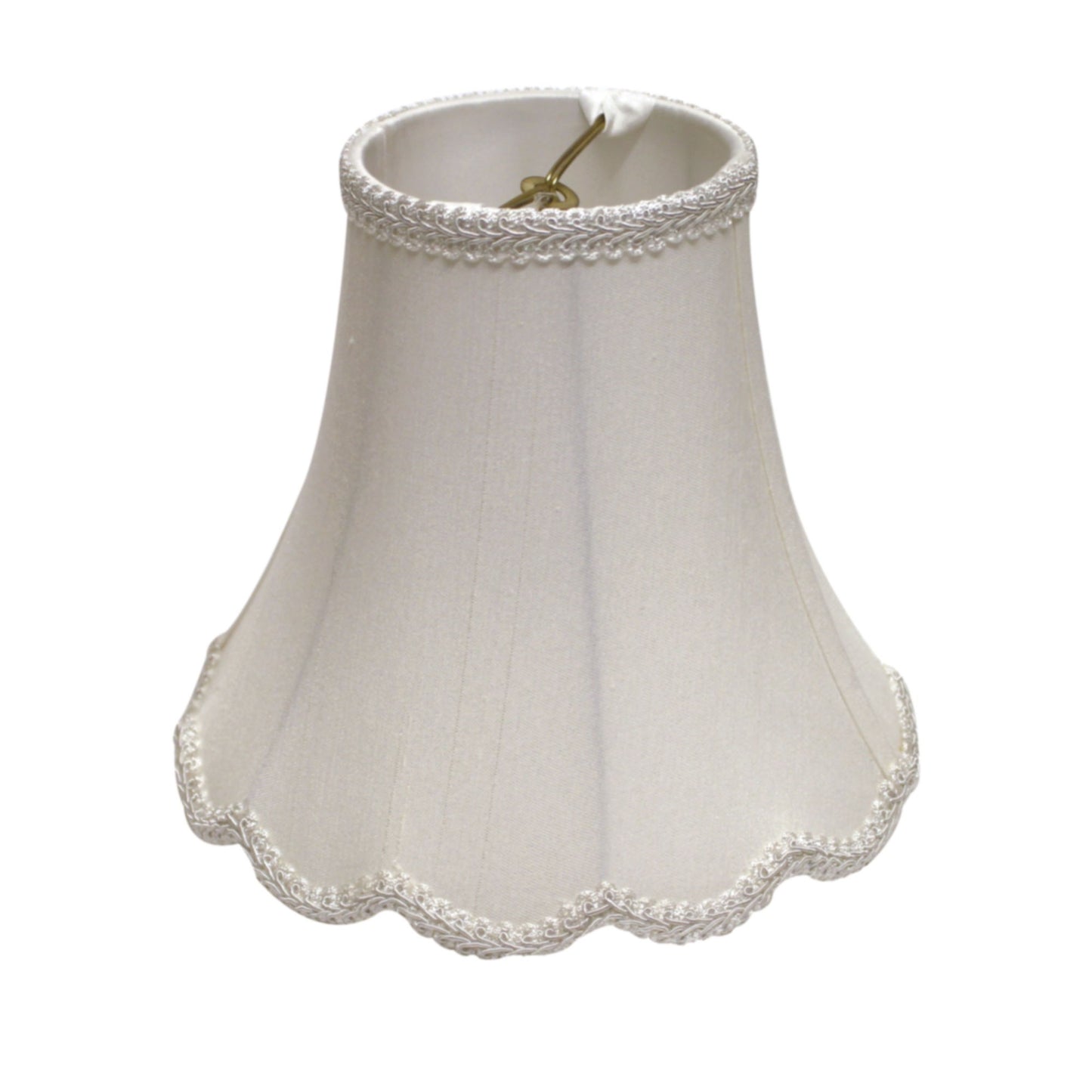 14" White Slanted Scallop Bell Monay Shantung Lampshade - Homeroots - Flyclothing LLC
