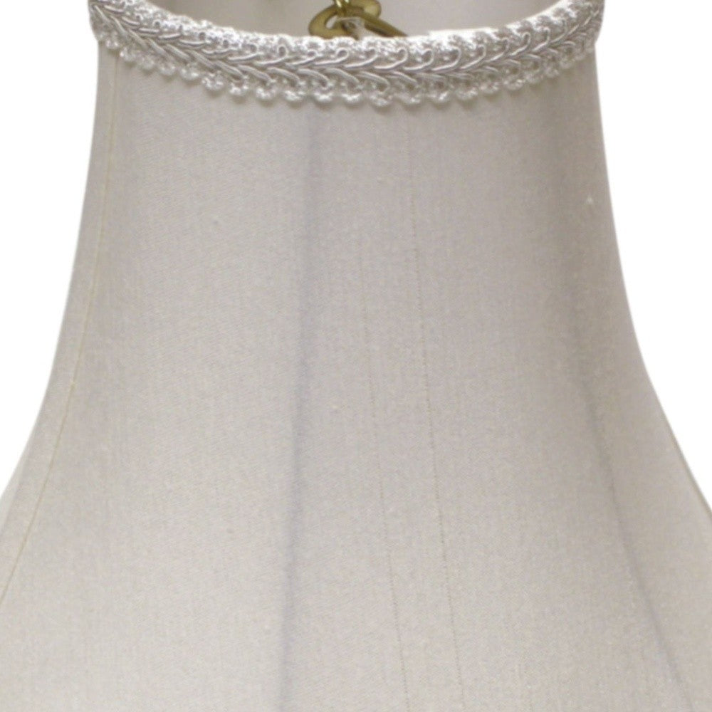 14" White Slanted Scallop Bell Monay Shantung Lampshade - Homeroots - Flyclothing LLC