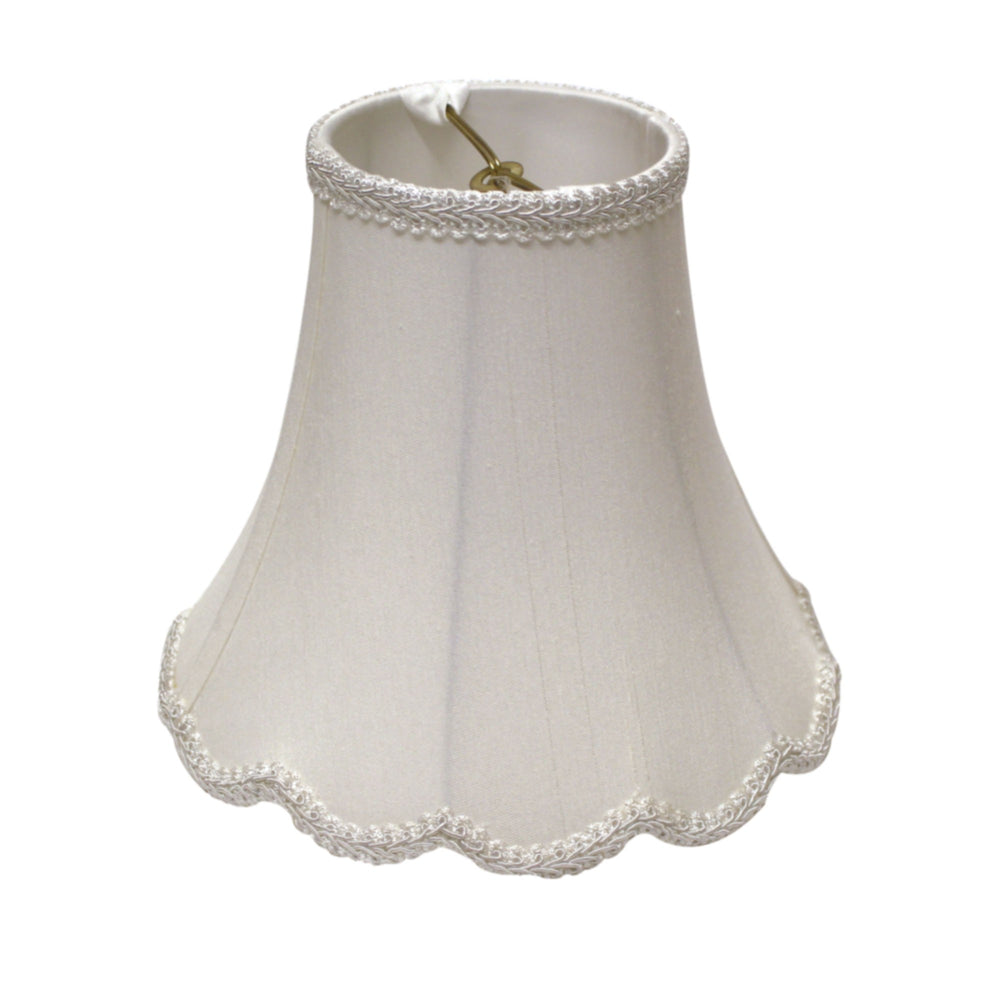 16" White Slanted Scallop Bell Monay Shantung Lampshade - Homeroots