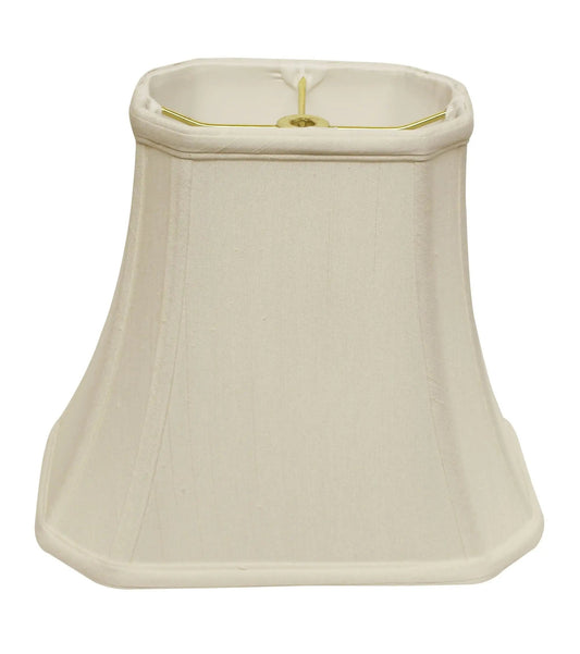 16" White Slanted Rectange Bell Monay Shantung Lampshade - Homeroots