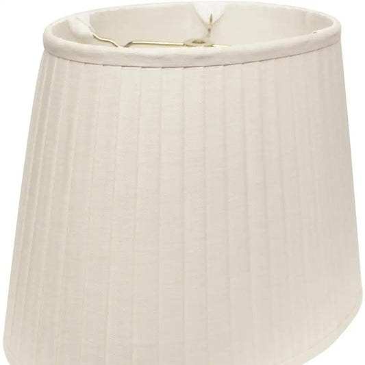 18" White Slanted Oval Linen Lampshade - Homeroots