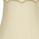 14" Ivory Empire Slanted Cylinder Scroll Edge Silk Lampshade - Homeroots