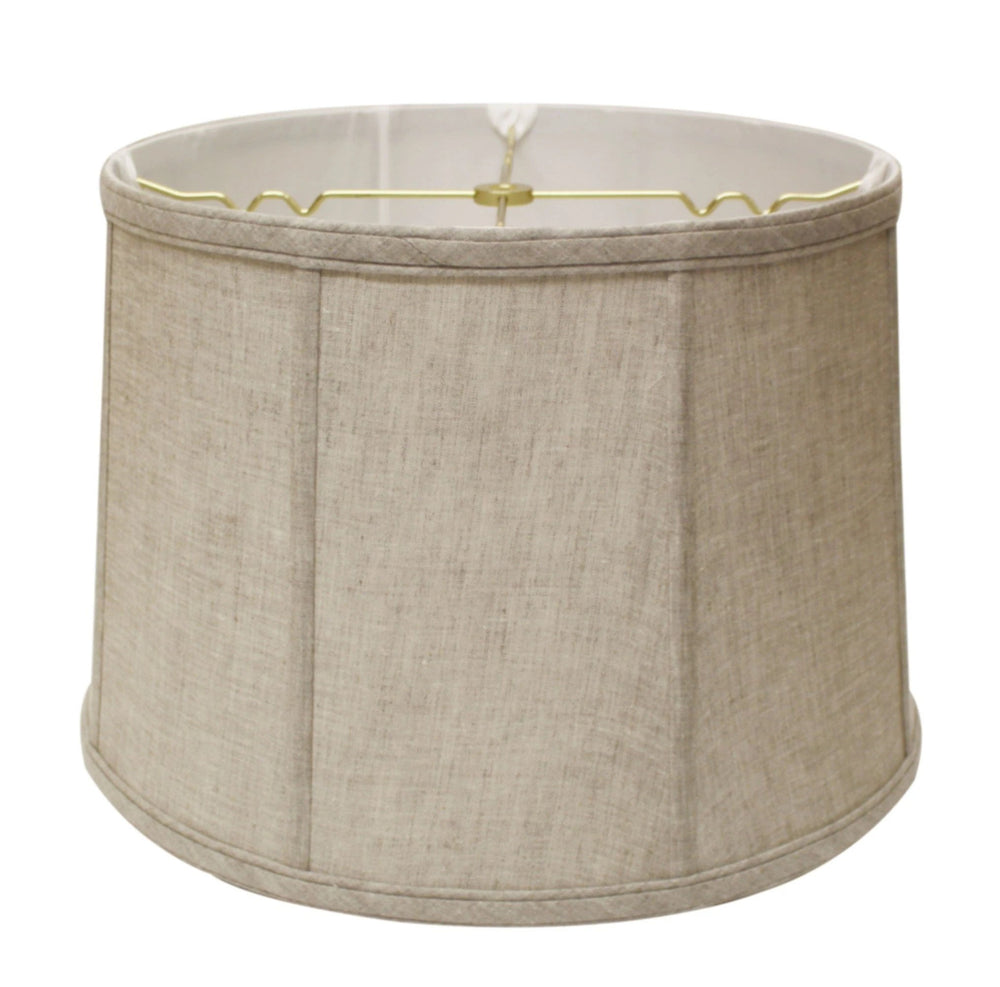 15" Cream Throwback Drum Linen Lampshade - Homeroots