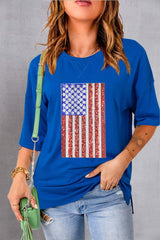US Flag Round Neck Half Sleeve T-Shirt - Trendsi - Flyclothing LLC