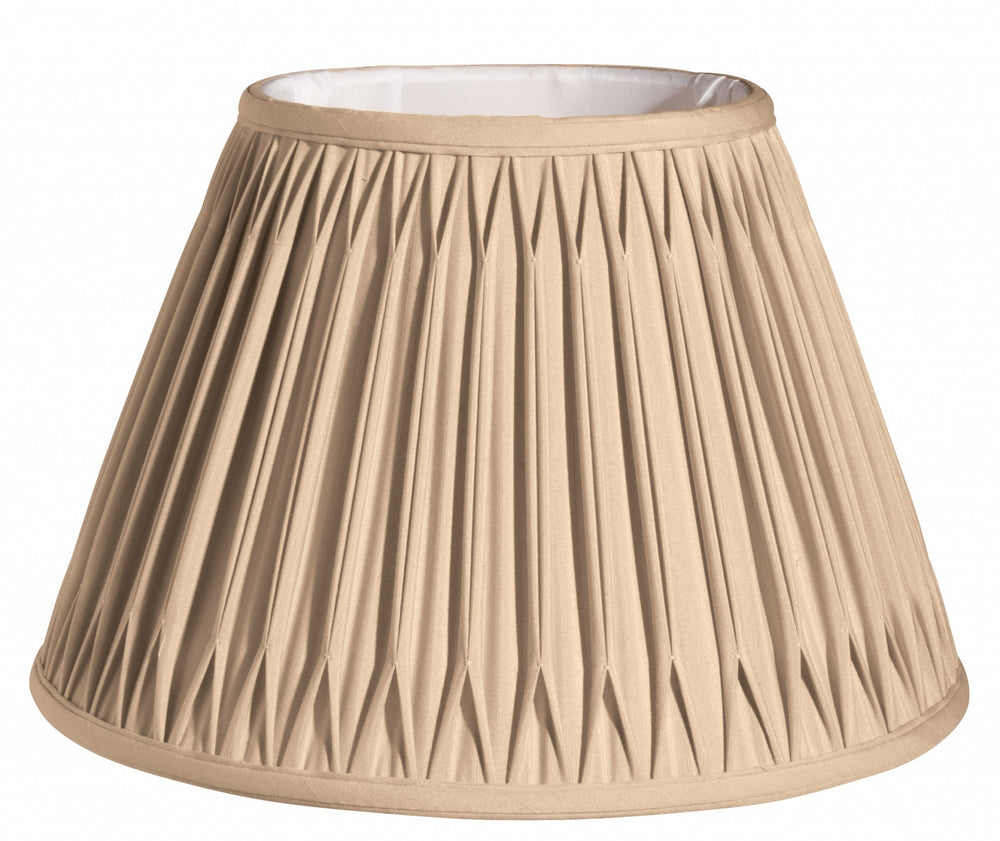 16" Vintage Gold Slanted Bell Smocked Shantung Lampshade - Homeroots